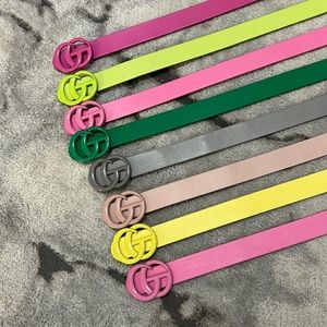 Assortment of colors and GG enamel leather belts